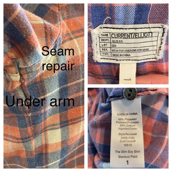 Current/Elliott Slim Boy Shirt In Stardust Plaid - Picture 13 of 13